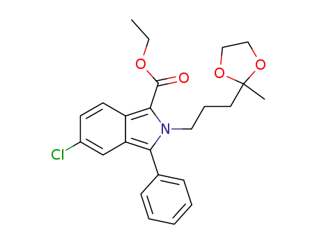 Molecular Structure of 61295-38-3 (2H-Isoindole-1-carboxylic acid,
5-chloro-2-[3-(2-methyl-1,3-dioxolan-2-yl)propyl]-3-phenyl-, ethyl ester)