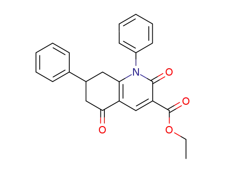 Molecular Structure of 62370-57-4 (3-Quinolinecarboxylic acid,
1,2,5,6,7,8-hexahydro-2,5-dioxo-1,7-diphenyl-, ethyl ester)