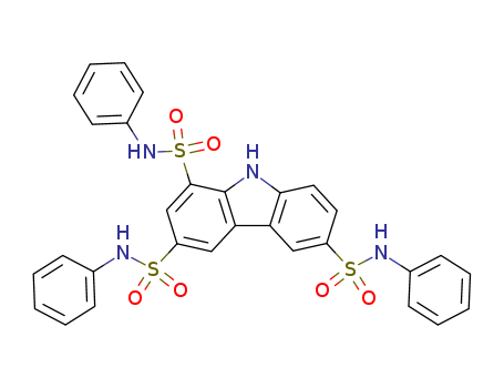 23773-34-4,9H-Carbazole-1,3,6-trisulfonamide,N1,N3,N6-triphenyl-,9H-Carbazole-1,3,6-trisulfonamide,N,N',N''-triphenyl- (9CI); Carbazole-1,3,6-trisulfonanilide (8CI)