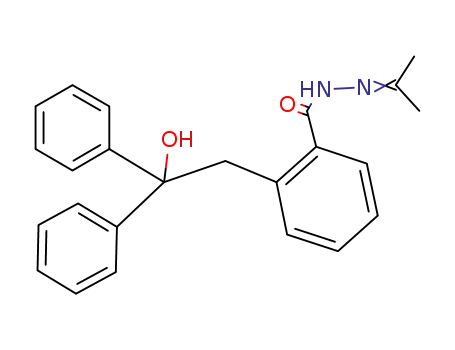 Molecular Structure of 23966-61-2 (Benzoic acid,2-(2-hydroxy-2,2-diphenylethyl)-, 2-(1-methylethylidene)hydrazide)