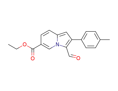 Molecular Structure of 59603-66-6 (6-Indolizinecarboxylic acid, 3-formyl-2-(4-methylphenyl)-, ethyl ester)