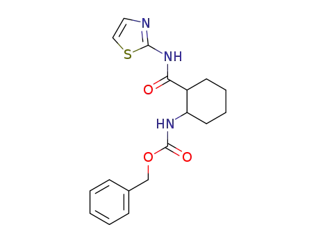 Molecular Structure of 61935-81-7 (Carbamic acid, [2-[(2-thiazolylamino)carbonyl]cyclohexyl]-, phenylmethyl
ester, cis-)