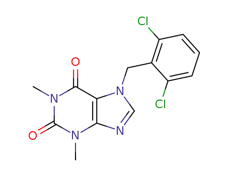 Molecular Structure of 7256-97-5 (1H-Purine-2,6-dione,
7-[(2,6-dichlorophenyl)methyl]-3,7-dihydro-1,3-dimethyl-)