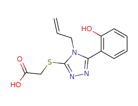 Molecular Structure of 18199-84-3 (Acetic acid,
[[5-(2-hydroxyphenyl)-4-(2-propenyl)-4H-1,2,4-triazol-3-yl]thio]-)