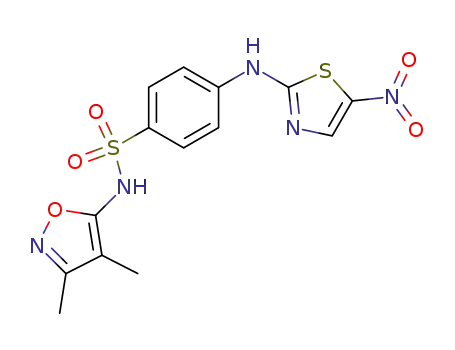 Molecular Structure of 61962-62-7 (Benzenesulfonamide,
N-(3,4-dimethyl-5-isoxazolyl)-4-[(5-nitro-2-thiazolyl)amino]-)