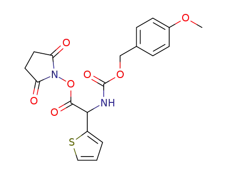 Molecular Structure of 59966-07-3 (Carbamic acid,
[2-[(2,5-dioxo-1-pyrrolidinyl)oxy]-2-oxo-1-(2-thienyl)ethyl]-,
(4-methoxyphenyl)methyl ester)