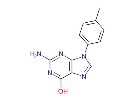 Molecular Structure of 19188-43-3 (6H-Purin-6-one, 2-amino-1,9-dihydro-9-(4-methylphenyl)-)