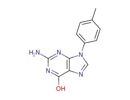 Molecular Structure of 19188-43-3 (6H-Purin-6-one, 2-amino-1,9-dihydro-9-(4-methylphenyl)-)