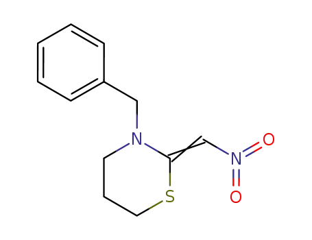Molecular Structure of 60822-20-0 (2H-1,3-Thiazine, tetrahydro-2-(nitromethylene)-3-(phenylmethyl)-)