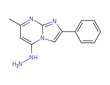 Molecular Structure of 13994-74-6 (Imidazo[1,2-a]pyrimidine, 5-hydrazino-7-methyl-2-phenyl-)