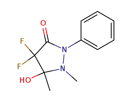 Molecular Structure of 56875-00-4 (3-Pyrazolidinone, 4,4-difluoro-5-hydroxy-1,5-dimethyl-2-phenyl-)