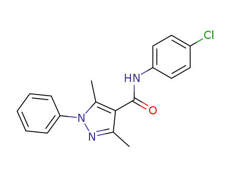 Molecular Structure of 61747-96-4 (1H-Pyrazole-4-carboxamide, N-(4-chlorophenyl)-3,5-dimethyl-1-phenyl-)