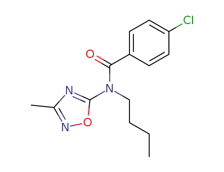 Molecular Structure of 62347-75-5 (Benzamide, N-butyl-4-chloro-N-(3-methyl-1,2,4-oxadiazol-5-yl)-)