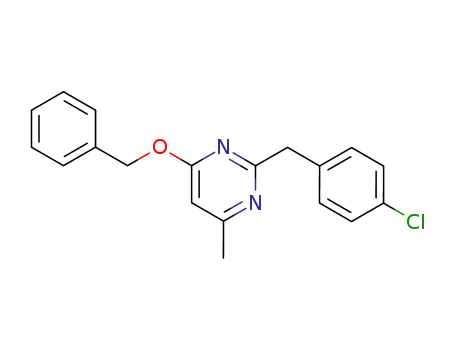 Molecular Structure of 66803-31-4 (Pyrimidine, 2-[(4-chlorophenyl)methyl]-4-methyl-6-(phenylmethoxy)-)