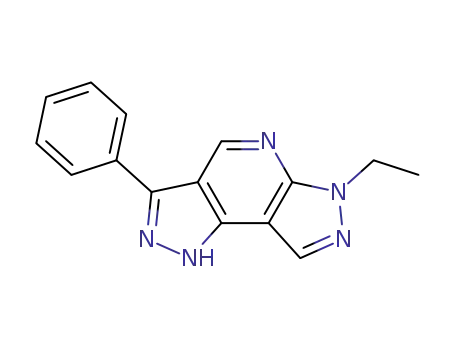 Molecular Structure of 51700-68-6 (6-ethyl-3-phenyl-1<sup>(2)</sup>,6-dihydro-dipyrazolo[3,4-<i>b</i>;3',4'-<i>d</i>]pyridine)