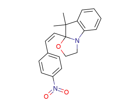 Molecular Structure of 59334-20-2 (Oxazolo[3,2-a]indole,
2,3,9,9a-tetrahydro-9,9-dimethyl-9a-[2-(4-nitrophenyl)ethenyl]-)
