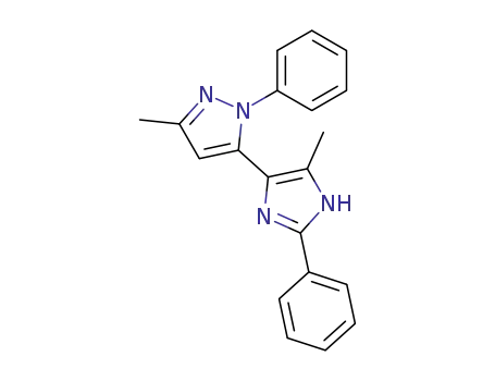 Molecular Structure of 61531-39-3 (1H-Pyrazole, 3-methyl-5-(5-methyl-2-phenyl-1H-imidazol-4-yl)-1-phenyl-)
