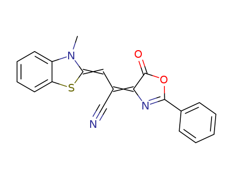 10017-90-0,Propanenitrile,3-(3-methyl-2(3H)-benzothiazolylidene)-2-(5-oxo-2-phenyl-4(5H)-oxazolylidene)-,D2,b-Benzothiazolinepropionitrile, 3-methyl-a-(5-oxo-2-phenyl-2-oxazolin-4-ylidene)-(7CI,8CI)