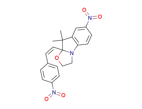 Molecular Structure of 59334-70-2 (Oxazolo[3,2-a]indole,
2,3,9,9a-tetrahydro-9,9-dimethyl-7-nitro-9a-[2-(4-nitrophenyl)ethenyl]-)