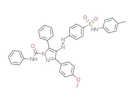 Molecular Structure of 65234-24-4 (1H-Pyrazole-1-carboxamide, 3-(4-methoxyphenyl)-4-[[4-[[(4-methylphenyl)amino]sulfonyl]phenyl]azo]-N,5-diphenyl-)