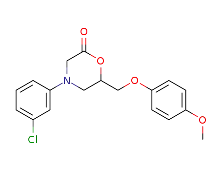 Molecular Structure of 61974-39-8 (2-Morpholinone, 4-(3-chlorophenyl)-6-[(4-methoxyphenoxy)methyl]-)