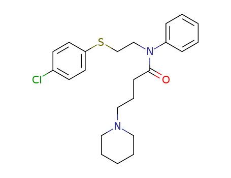 95436-47-8,NM-590,NM-590;1-Piperidinebutyranilide,N-(2-((p-chlorophenyl)thio)ethyl);N-[2-(4-chloro-phenylsulfanyl)-ethyl]-N-phenyl-4-piperidin-1-yl-butyramide;N-(2-((p-Chlorophenyl)thio)ethyl)-1-piperidinebutyranilide;N-<2-(4-Chlor-phenylmercapto)-ethyl>-N-<4-piperidino-butyryl>-anilin;