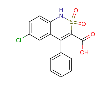 Molecular Structure of 7230-07-1 (1H-2,1-Benzothiazine-3-carboxylicacid, 6-chloro-4-phenyl-, 2,2-dioxide)