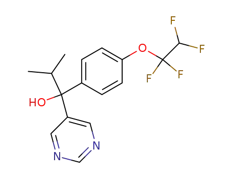 Molecular Structure of 56425-92-4 (5-Pyrimidinemethanol,
a-(1-methylethyl)-a-[4-(1,1,2,2-tetrafluoroethoxy)phenyl]-)