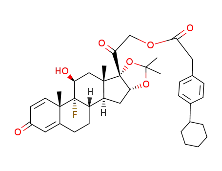Molecular Structure of 55566-17-1 (Pregna-1,4-diene-3,20-dione,21-[[(4-cyclohexylphenyl)acetyl]oxy]-9-fluoro-11-hydroxy-16,17-[(1-methylethylidene)bis(oxy)]-,(11b,16a)- (9CI))
