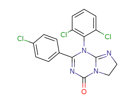 Molecular Structure of 54436-17-8 (Imidazo[1,2-a]-1,3,5-triazin-4(1H)-one,2-(4-chlorophenyl)-1-(2,6-dichlorophenyl)-6,7-dihydro-)