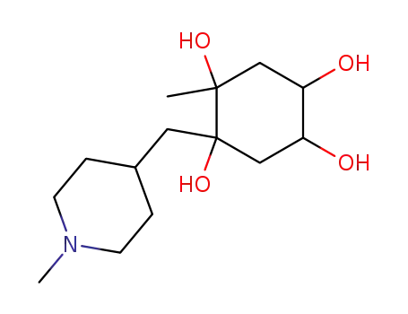 Molecular Structure of 56635-69-9 (1,2,4,5-Cyclohexanetetrol, 1-methyl-2-[(1-methyl-4-piperidinyl)methyl]-)