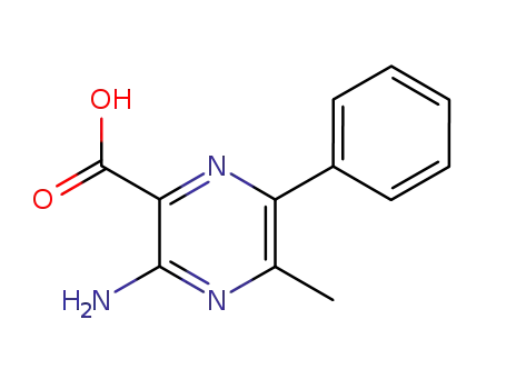 Molecular Structure of 5284-16-2 (Pyrazinecarboxylic acid, 3-amino-5-methyl-6-phenyl-)
