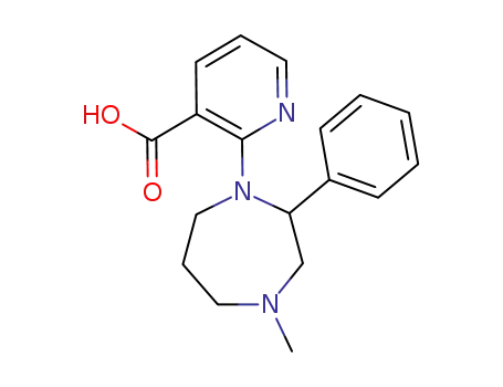 Molecular Structure of 61337-95-9 (3-Pyridinecarboxylic acid,
2-(hexahydro-4-methyl-2-phenyl-1H-1,4-diazepin-1-yl)-)