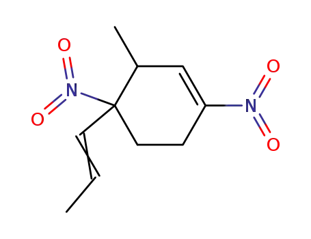 Molecular Structure of 62438-47-5 (Cyclohexene, 3-methyl-1,4-dinitro-4-(1-propenyl)-)