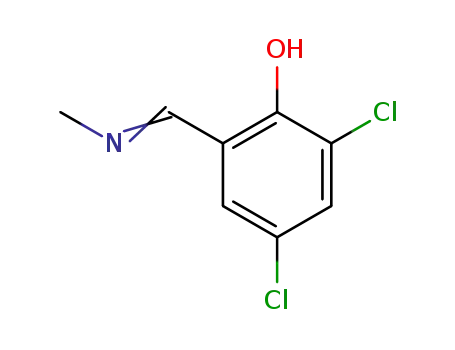 Molecular Structure of 49649-28-7 (Phenol, 2,4-dichloro-6-[(methylimino)methyl]-)