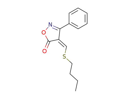 Molecular Structure of 61861-79-8 (5(4H)-Isoxazolone, 4-[(butylthio)methylene]-3-phenyl-, (Z)-)