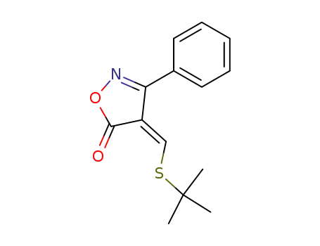 Molecular Structure of 61861-80-1 (5(4H)-Isoxazolone, 4-[[(1,1-dimethylethyl)thio]methylene]-3-phenyl-, (Z)-)