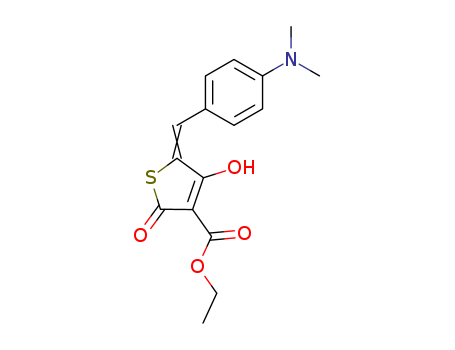 Molecular Structure of 10281-85-3 (3-Thiophenecarboxylicacid, 5-[[4-(dimethylamino)phenyl]methylene]-2,5-dihydro-4-hydroxy-2-oxo-,ethyl ester)