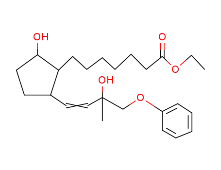 Molecular Structure of 61451-11-4 (Cyclopentaneheptanoic acid,
2-hydroxy-5-(3-hydroxy-3-methyl-4-phenoxy-1-butenyl)-, ethyl ester)