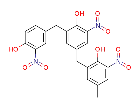 Molecular Structure of 59919-98-1 (Phenol,
4-[(2-hydroxy-5-methyl-3-nitrophenyl)methyl]-2-[(4-hydroxy-3-nitrophenyl)
methyl]-6-nitro-)
