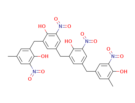 Molecular Structure of 59920-15-9 (Phenol,
2-[[4-hydroxy-3-[(2-hydroxy-5-methyl-3-nitrophenyl)methyl]-5-nitrophenyl]
methyl]-4-[(4-hydroxy-3-methyl-5-nitrophenyl)methyl]-6-nitro-)