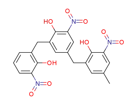 Molecular Structure of 59919-99-2 (Phenol,
4-[(2-hydroxy-5-methyl-3-nitrophenyl)methyl]-2-[(2-hydroxy-3-nitrophenyl)
methyl]-6-nitro-)