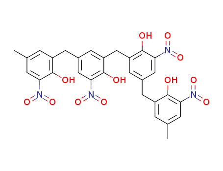 Molecular Structure of 59920-10-4 (Phenol,
2,2'-methylenebis[4-[(2-hydroxy-5-methyl-3-nitrophenyl)methyl]-6-nitro-)