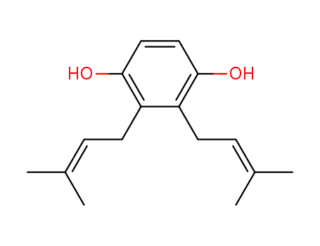 Molecular Structure of 132803-81-7 (1,4-Benzenediol, 2,3-bis(3-methyl-2-butenyl)-)