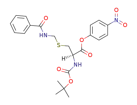 Molecular Structure of 57357-64-9 (L-Cysteine, S-[(benzoylamino)methyl]-N-[(1,1-dimethylethoxy)carbonyl]-,
4-nitrophenyl ester)