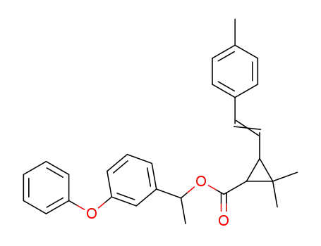 Molecular Structure of 64627-64-1 (Cyclopropanecarboxylic acid,
2,2-dimethyl-3-[2-(4-methylphenyl)ethenyl]-, 1-(3-phenoxyphenyl)ethyl
ester)