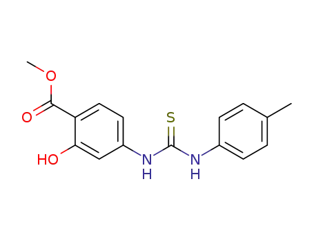 Molecular Structure of 40097-12-9 (Benzoic acid,
2-hydroxy-4-[[[(4-methylphenyl)amino]thioxomethyl]amino]-, methyl ester)