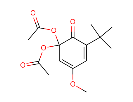 Molecular Structure of 1947-15-5 (2,4-Cyclohexadien-1-one,
6,6-bis(acetyloxy)-2-(1,1-dimethylethyl)-4-methoxy-)