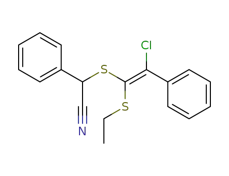 Molecular Structure of 61338-87-2 (Benzeneacetonitrile, a-[[2-chloro-1-(ethylthio)-2-phenylethenyl]thio]-)