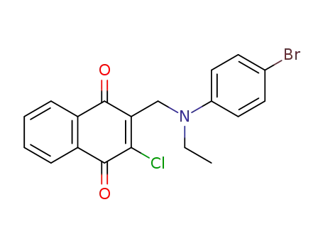 Molecular Structure of 57558-94-8 (1,4-Naphthalenedione, 2-[[(4-bromophenyl)ethylamino]methyl]-3-chloro-)